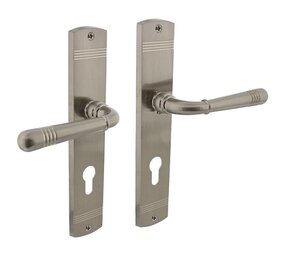 Intersteel Deurklink Helena op schild profielcilindergat 55mm nikkel mat Intersteel Deurklink Helena op schild profielcilindergat 55mm nikkel mat