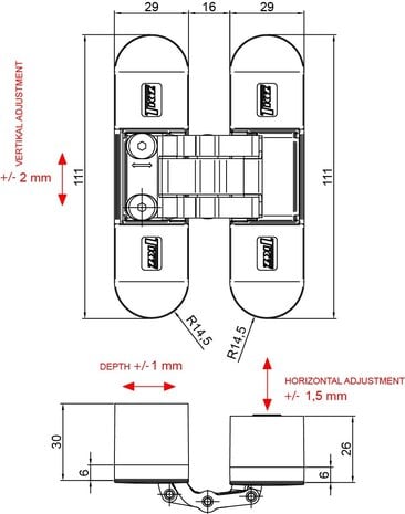 Dulimex Onzichtbaar scharnier 3D verstelbaar zwart