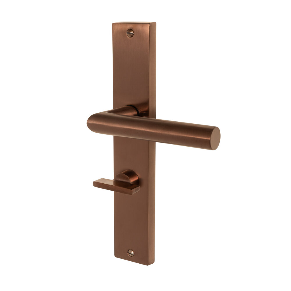 Mooi Deurbeslag Geveerde deurklink Ferro mat brons op schild met WC-slot 63/8mm - voor binnendeur Mooi Deurbeslag Geveerde deurklink Ferro mat brons op schild met WC-slot 63/8mm - voor binnendeur