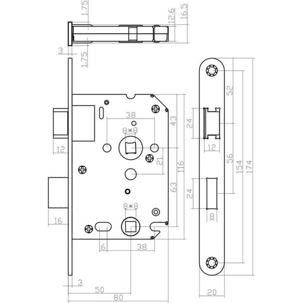 Intersteel Woningbouw toilet-/badkamerslot geborsteld rvs 63/8 mm - voor binnendeur