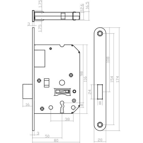 Intersteel Woningbouw klavier kastslot zwart 55 mm - voor binnendeur - Dulimex Intersteel Woningbouw klavier kastslot zwart 55 mm - voor binnendeur - Dulimex