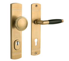 De Oude Deurklink Retro buitendeurbeslag knop/klink PC92 getrommeld messing look De Oude Deurklink Retro buitendeurbeslag knop/klink PC92 getrommeld messing look