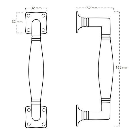 De Oude Deurklink Handgreep klassiek 165mm - mat nikkel De Oude Deurklink Handgreep klassiek 165mm - mat nikkel