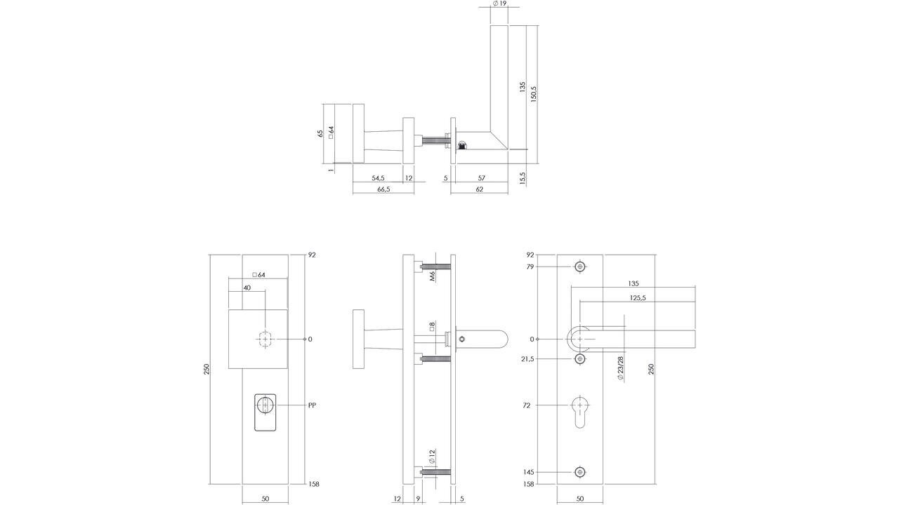 Intersteel SKG3 veiligheidsbeslag rechthoekig greep/klink Luzern met kerntrekbeveiliging rvs getrommeld PC 72mm Intersteel SKG3 veiligheidsbeslag rechthoekig greep/klink Luzern met kerntrekbeveiliging rvs getrommeld PC 72mm