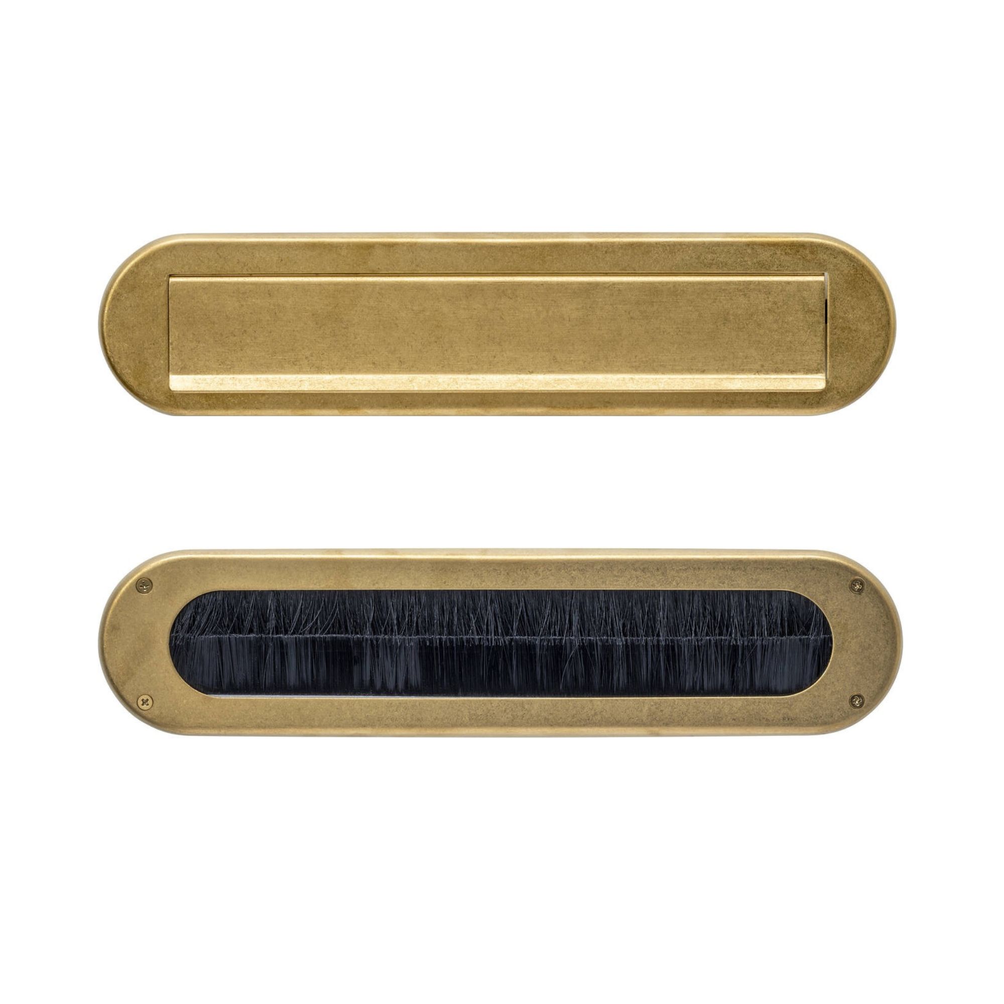 Intersteel Set brievenbus en tochtwering ovaal PVD messing getrommeld