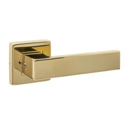 Intersteel Enkele deurklink Amsterdam PVD messingkleur op vierkant rozet Intersteel Enkele deurklink Amsterdam PVD messingkleur op vierkant rozet