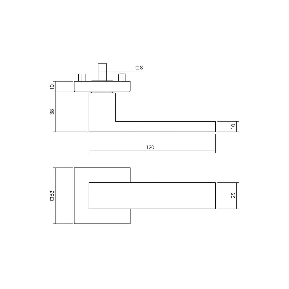 Intersteel Enkele deurklink Amsterdam PVD messingkleur op vierkant rozet Intersteel Enkele deurklink Amsterdam PVD messingkleur op vierkant rozet