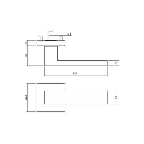 Intersteel Enkele deurklink Amsterdam PVD messingkleur op vierkant rozet Intersteel Enkele deurklink Amsterdam PVD messingkleur op vierkant rozet