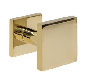 Intersteel Voordeurknop vierkant PVD messingkleur op achterplaat Intersteel Voordeurknop vierkant PVD messingkleur op achterplaat