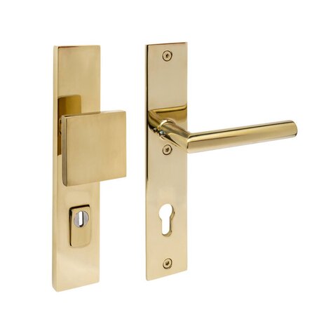 Intersteel SKG3 voordeurbeslag Jura knop/klink PC92 met kerntrekbeveiliging PVD messingkleur