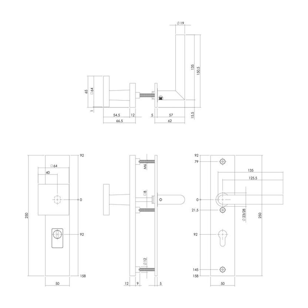 Intersteel SKG3 voordeurbeslag Jura knop/klink PC92 met kerntrekbeveiliging PVD messingkleur