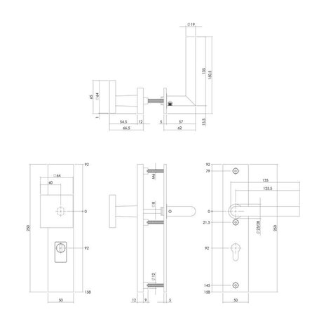 Intersteel SKG3 voordeurbeslag Jura knop/klink PC92 met kerntrekbeveiliging PVD messingkleur