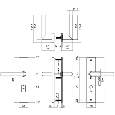Intersteel SKG3 veiligheidsbeslag Jura klink/klink PC92 met kerntrekbeveiliging PVD messingkleur Intersteel SKG3 veiligheidsbeslag Jura klink/klink PC92 met kerntrekbeveiliging PVD messingkleur