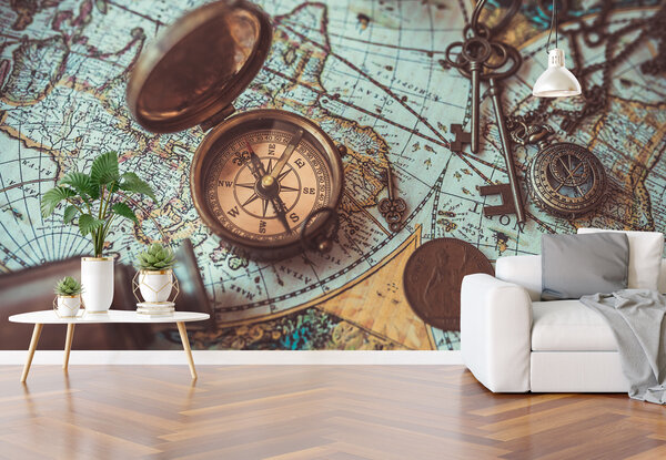 Naadloos textielbehang WalltexPro Kompas Naadloos textielbehang WalltexPro Kompas