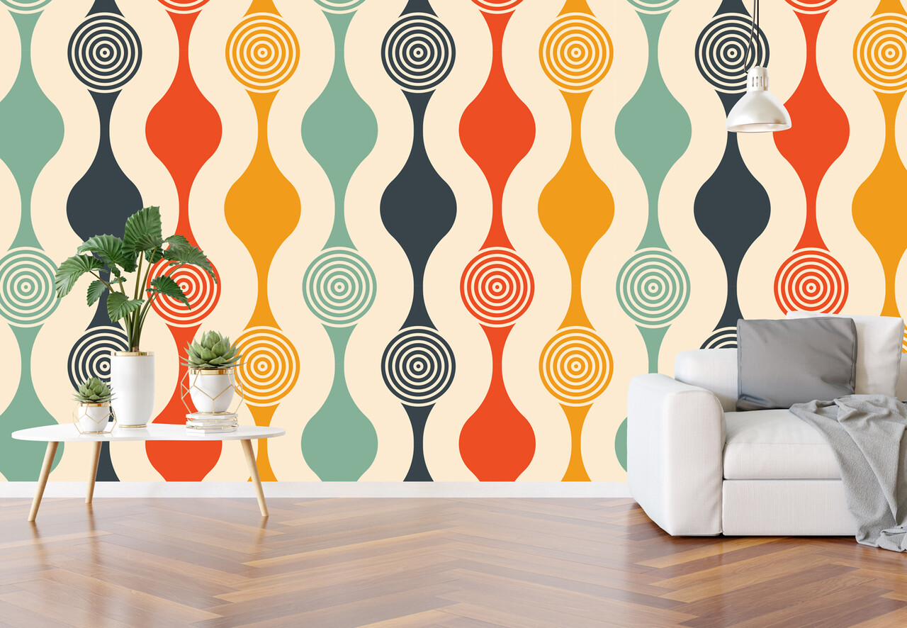 Naadloos textielbehang WalltexPro Retro druppel