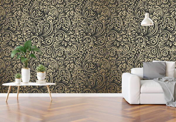 Naadloos textielbehang WalltexPro bloemen tribal Naadloos textielbehang WalltexPro bloemen tribal