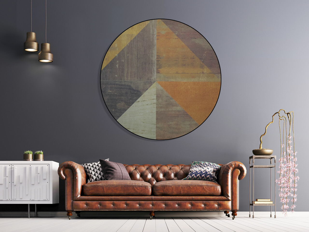 Muurcirkel Dibond Driehoekpunt Muurcirkel Dibond Driehoekpunt