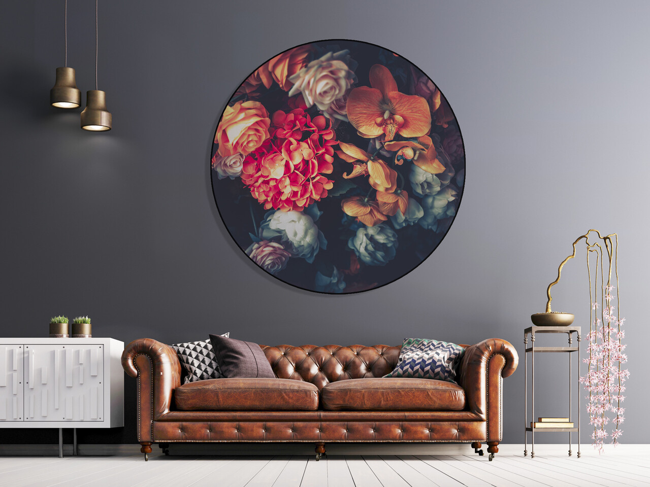 Muurcirkel Dibond Bloemen Muurcirkel Dibond Bloemen