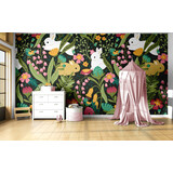 Textielbehang kinderkamer Bloemen en dieren Textielbehang kinderkamer Bloemen en dieren