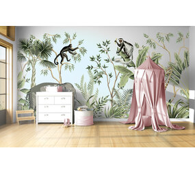 Textielbehang kinderkamer dierenpark Textielbehang kinderkamer dierenpark