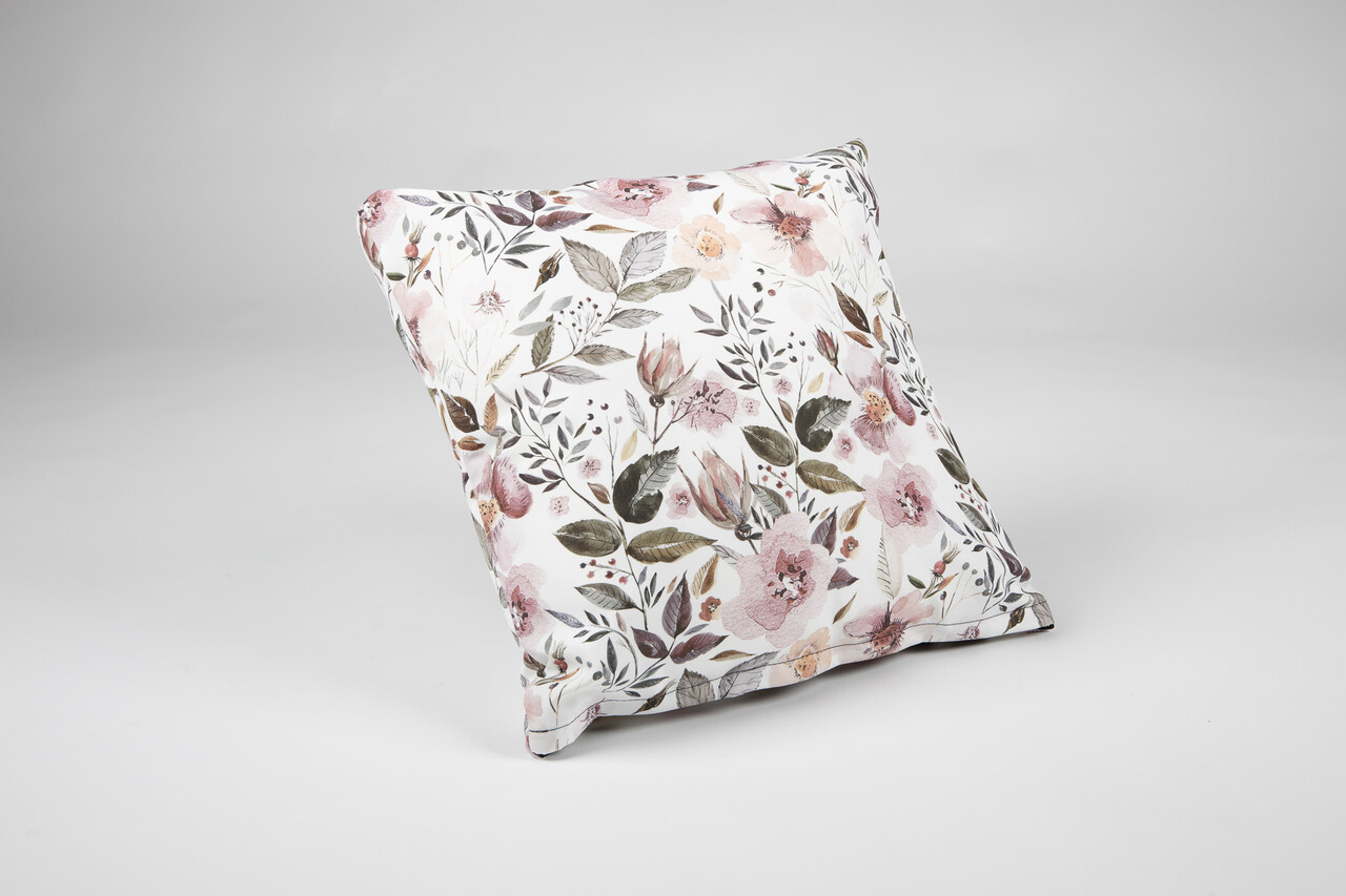 Textirieur Sierkussen bloemen witte achtergrond Textirieur Sierkussen bloemen witte achtergrond