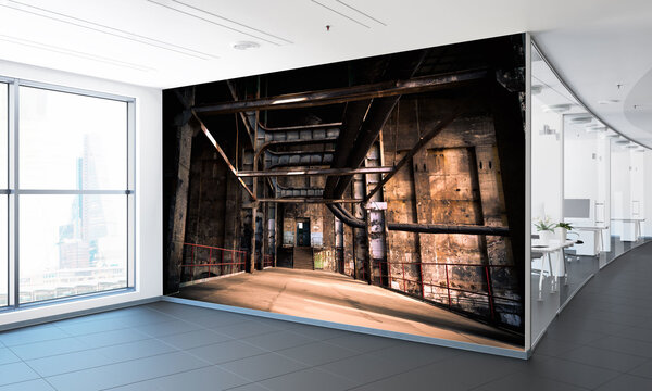 Multifunctioneel naadloos textielbehang industrial hall Multifunctioneel naadloos textielbehang industrial hall