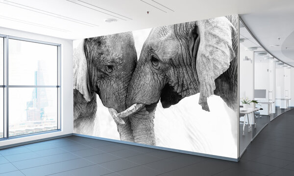 Multifunctioneel naadloos textielbehang olifanten duo Multifunctioneel naadloos textielbehang olifanten duo