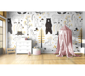Textielbehang kinderkamer Dieren Textielbehang kinderkamer Dieren