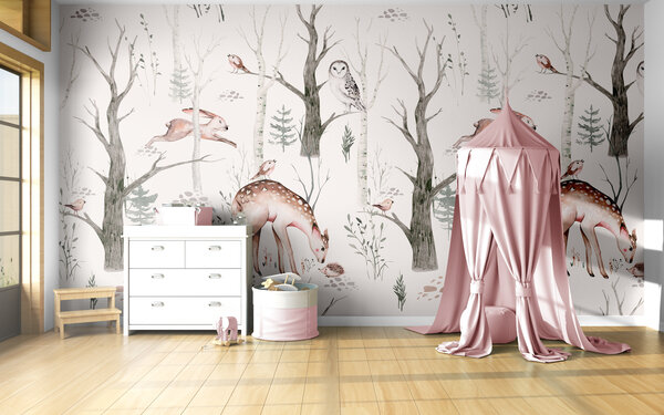 Naadloos textielbehang kinderkamer licht bos Naadloos textielbehang kinderkamer licht bos