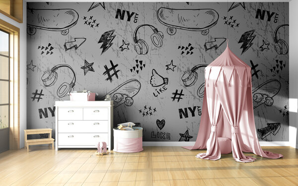 Naadloos textielbehang kinderkamer cool boy Naadloos textielbehang kinderkamer cool boy