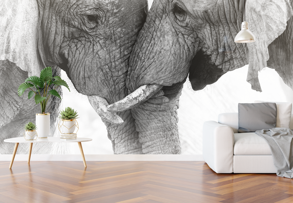 Naadloos textielbehang WalltexPro olifanten duo Naadloos textielbehang WalltexPro olifanten duo