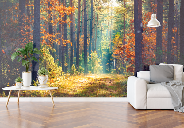 Naadloos textielbehang WalltexPro zonnig bos Naadloos textielbehang WalltexPro zonnig bos