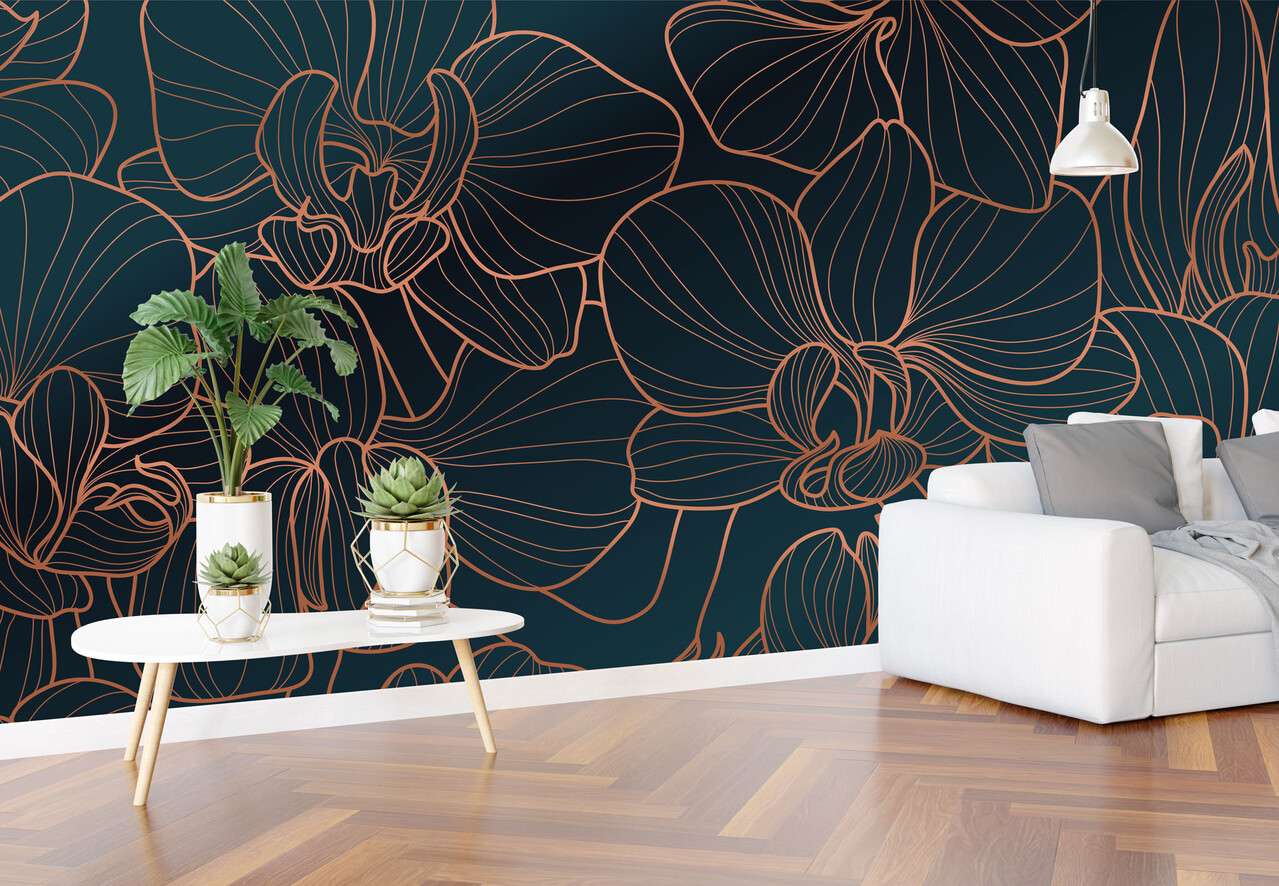 Airtex Fotobehang Bloemen goud Airtex Fotobehang Bloemen goud