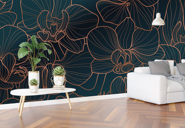 Airtex Fotobehang Bloemen goud Airtex Fotobehang Bloemen goud