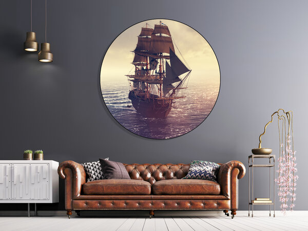 Muurcirkel Dibond Zeilschip Muurcirkel Dibond Zeilschip