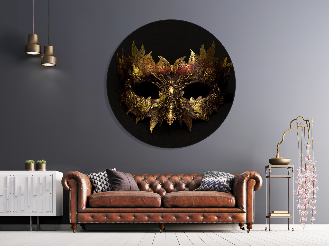 Muurcirkel Dibond Gold Mask Muurcirkel Dibond Gold Mask