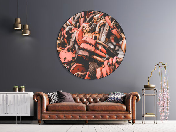 Muurcirkel Dibond Old Locks Muurcirkel Dibond Old Locks