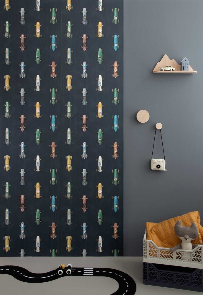 Kinderbehang Raceauto behang - donker