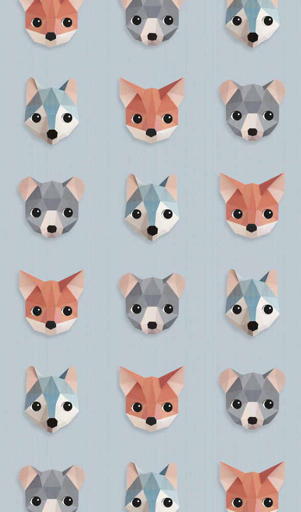 Kinderbehang Bosdieren behang - ijsblauw Kinderbehang Bosdieren behang - ijsblauw