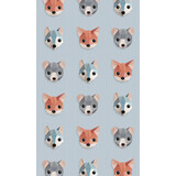 Bosdieren behang - ijsblauw Bosdieren behang - ijsblauw