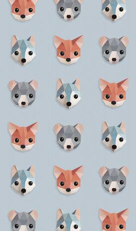 Kinderbehang Bosdieren behang - ijsblauw Kinderbehang Bosdieren behang - ijsblauw