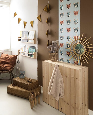 Kinderbehang Bosdieren behang - ijsblauw Kinderbehang Bosdieren behang - ijsblauw