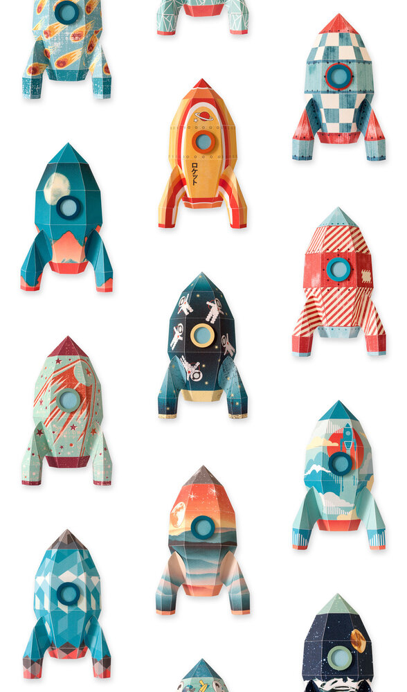 Kinderbehang Raket behang Kinderbehang Raket behang