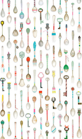 Kinderbehang Theelepeltjes behang Kinderbehang Theelepeltjes behang