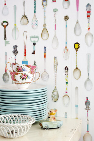 Kinderbehang Theelepeltjes behang Kinderbehang Theelepeltjes behang