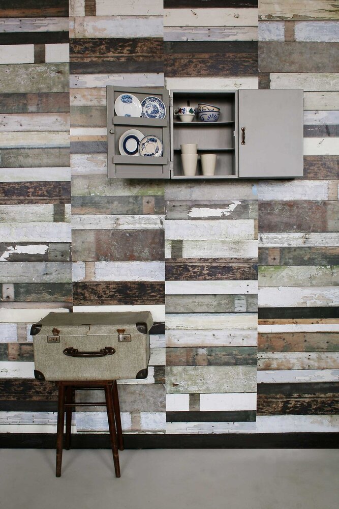 Kinderbehang Sloophout behang - zwart-wit Kinderbehang Sloophout behang - zwart-wit