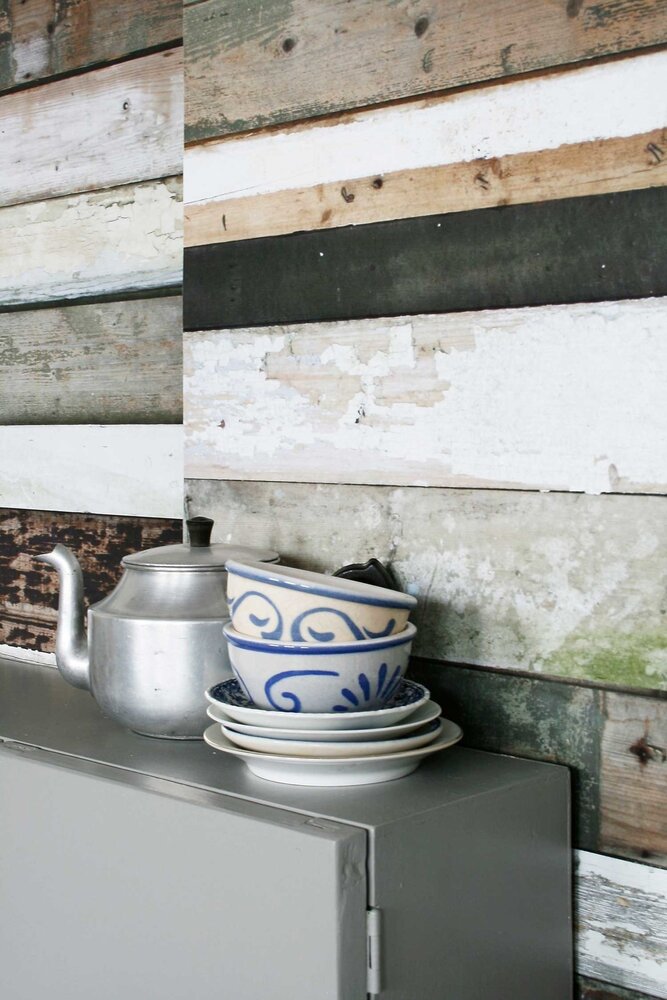 Kinderbehang Sloophout behang - zwart-wit Kinderbehang Sloophout behang - zwart-wit