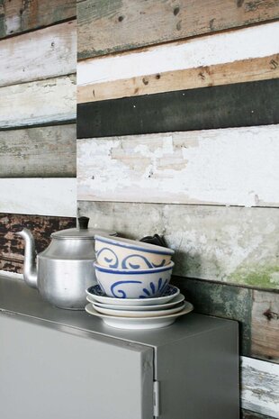 Kinderbehang Sloophout behang - zwart-wit Kinderbehang Sloophout behang - zwart-wit