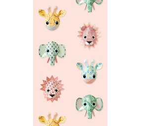 Wilde dieren behang - roze Wilde dieren behang - roze