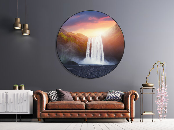 Muurcirkel Dibond Waterval Muurcirkel Dibond Waterval